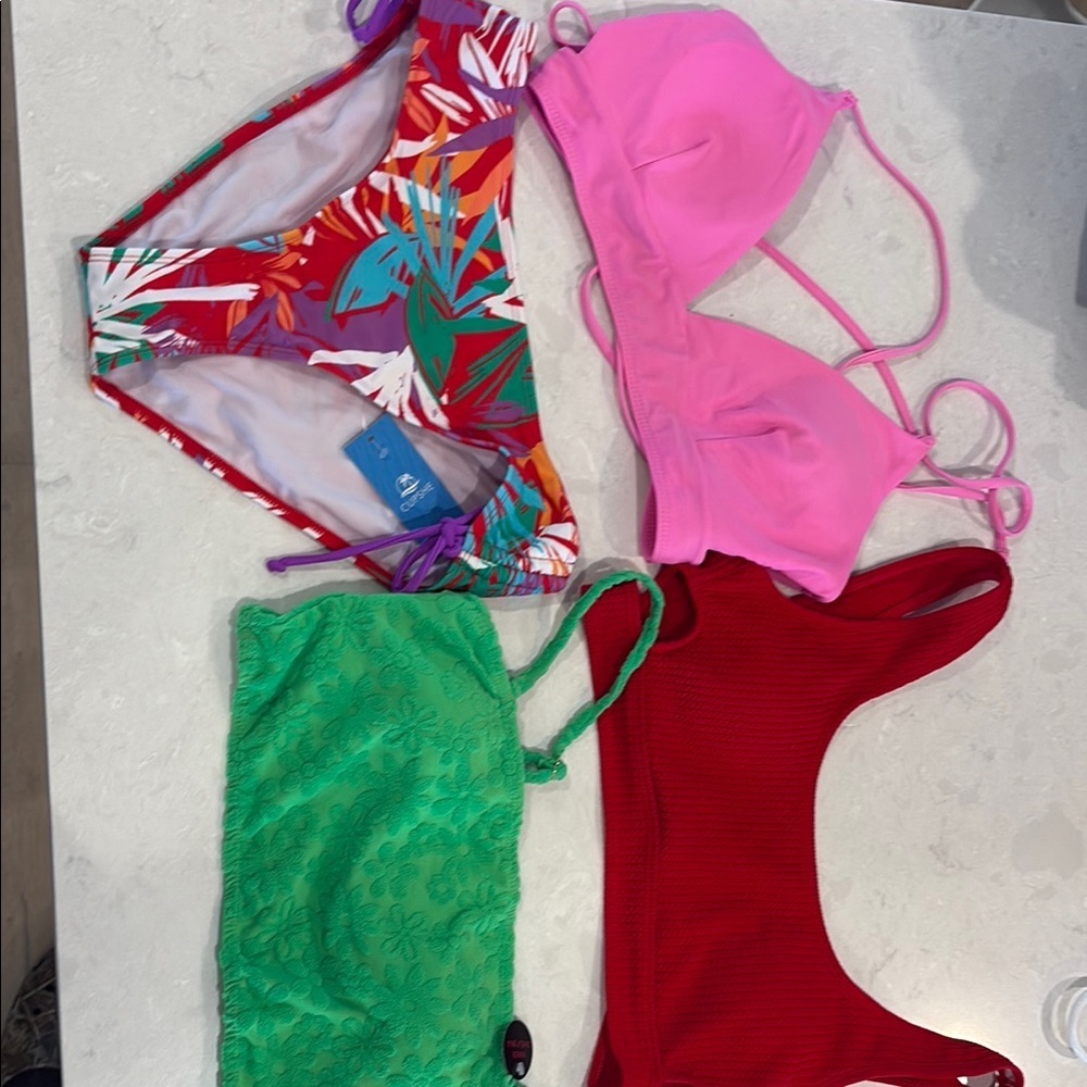Cupshe Multicolor Bikini Set - Pink, Green, Red